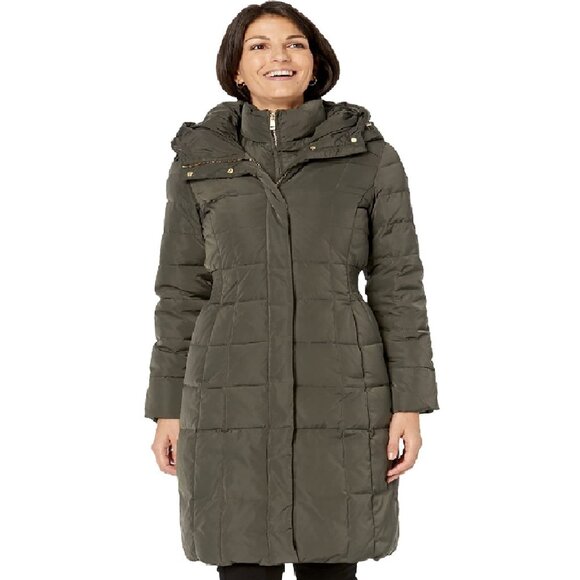 Cole Haan Women's Long Quilted Puffer Coat Down Jacket, Forest, Small - Picture 1 of 1